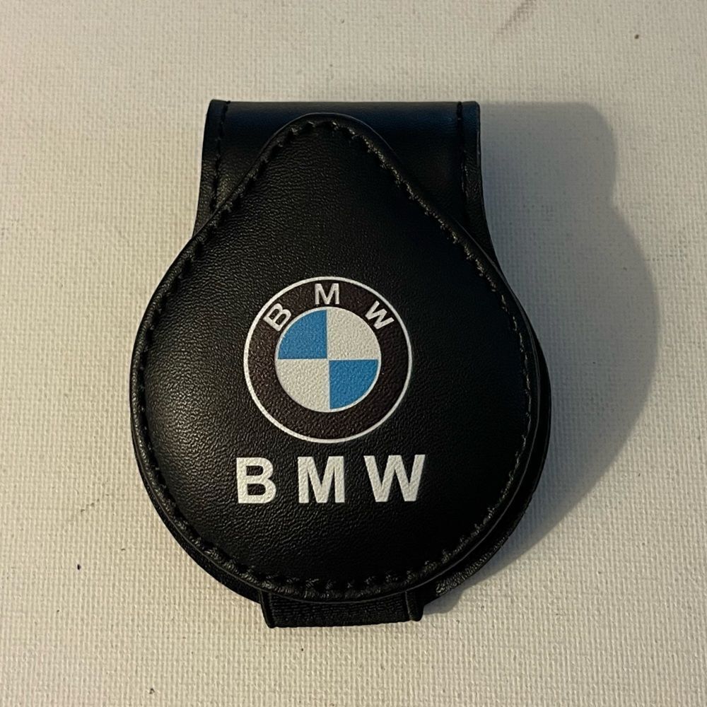 BMW Sunglass Holder for Car with Logo Black Leather NWT